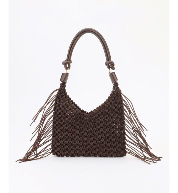 自由区「【SHIHOさん着用・2WAY仕様・ポーチ付き】クロッシェフリンジ バッグ」|ショルダー・メッセンジャー|ﾀﾞｰｸﾌﾞ