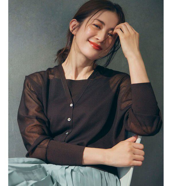 23区「【洗える】シャイニーシアー ドルマンスリーブ カーディガン」|カーディガン|