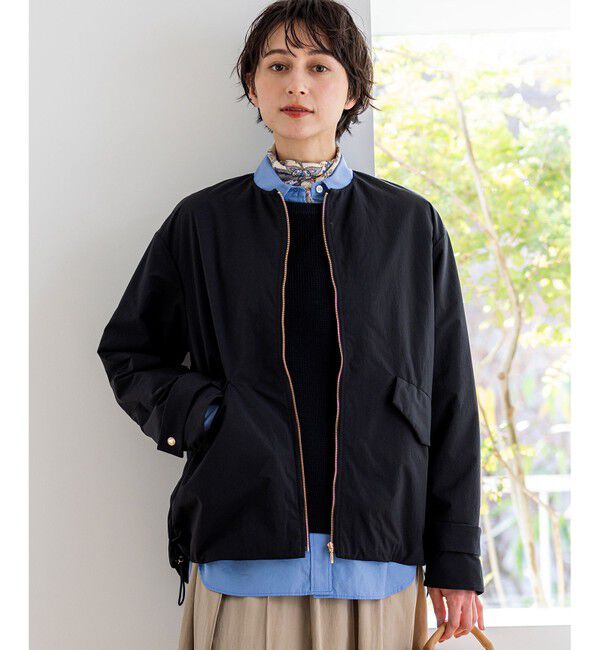 23区「ライトパディング ノーカラー アウター」|ダウン|ブラック系