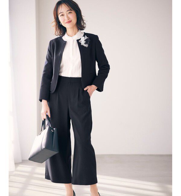 ANY SIS「ミニライトボーダー ノーカラージャケット」|ノーカラージャケット|