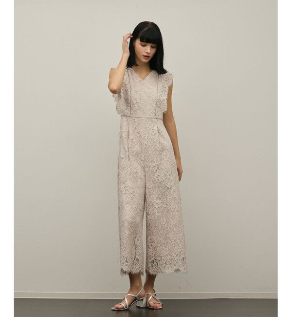 GRACE CONTINENTAL「【スタイリスト木津明子さんインスタライブ紹介】コードレースサロペット」|オールインワン|ベージュ