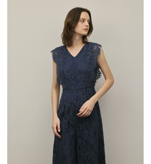 GRACE CONTINENTAL「【スタイリスト木津明子さんインスタライブ紹介】コードレースサロペット」|オールインワン|ブルー