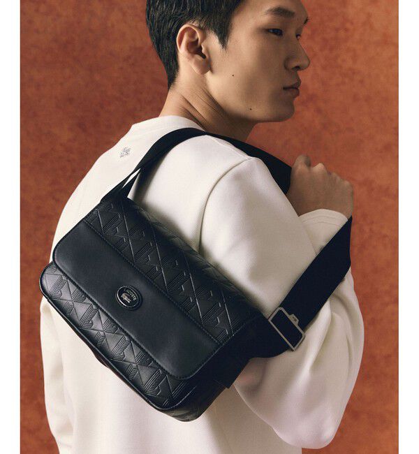 LACOSTE「モノグラム スプリットレザーフラップクローズサッチェルバッグ / ショルダーバッグ」|ショルダー・メッセンジャー|