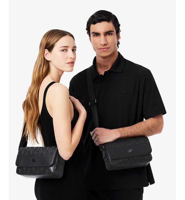 LACOSTE「モノグラム スプリットレザーフラップクローズサッチェルバッグ / ショルダーバッグ」|ショルダー・メッセンジャー|