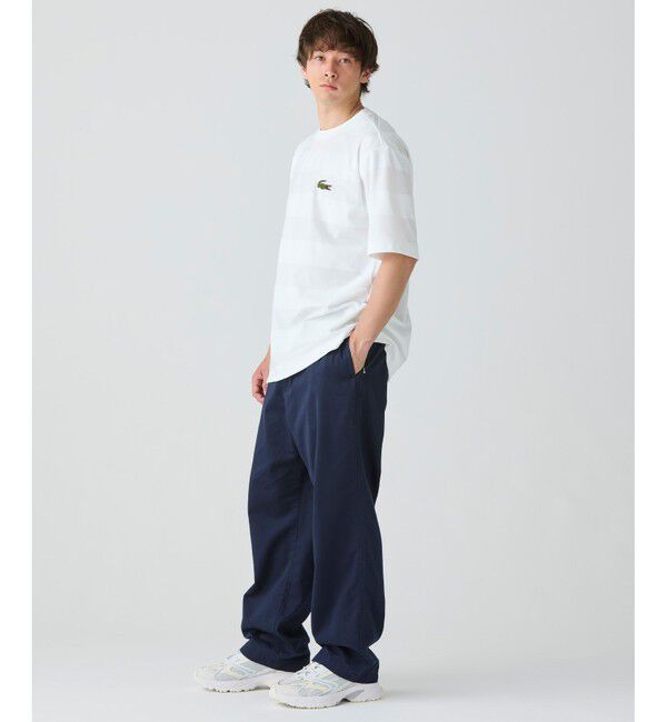 LACOSTE「オーバーサイズ パイル地切り替え同色ボーダーTシャツ」|Tシャツ・カットソー|