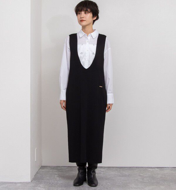 NOLLEY'S「《手洗い可能》Vネックミラノリブジャンパースカート」|ワンピース|