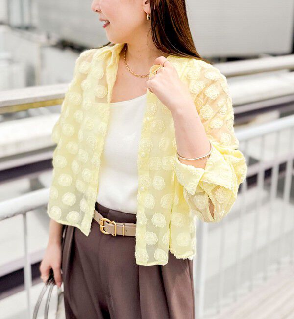 NOLLEY'S sophi「シアーフラワージャガードショートシャツ」|シャツ・ブラウス|イエロー