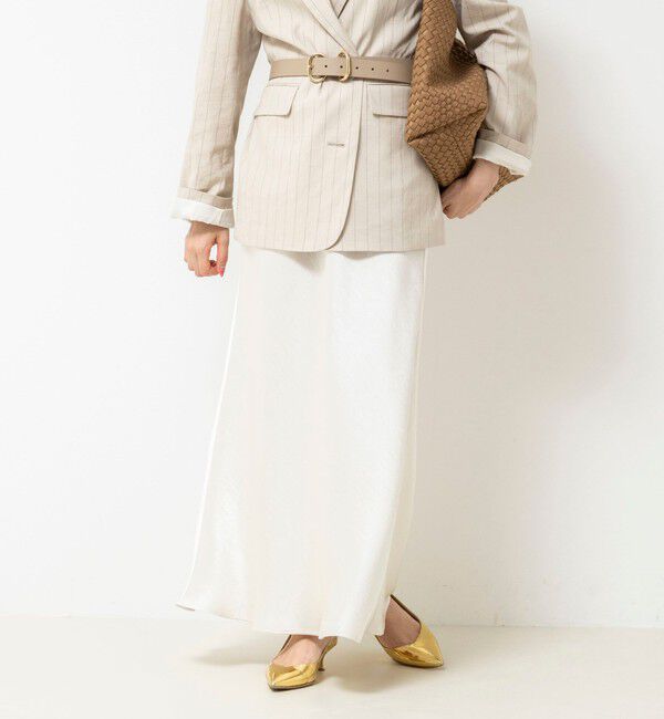 NOLLEY'S「ウォッシャブルサテンナロースカート」|フレア|