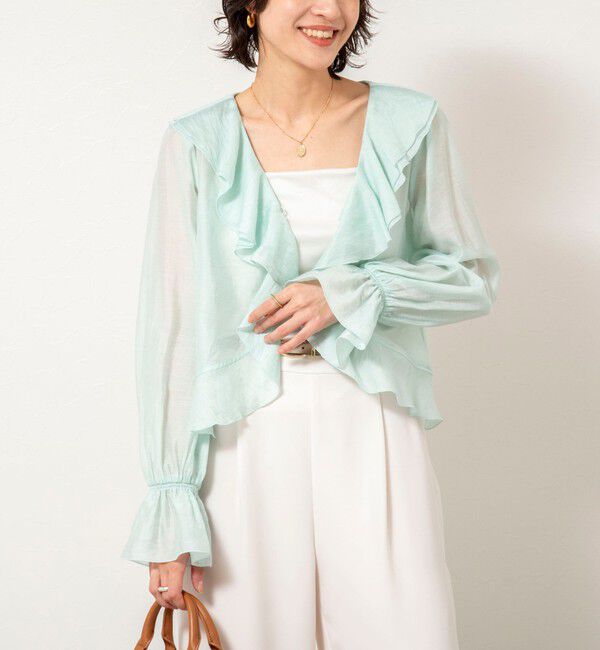 NOLLEY'S sophi「ウォッシャブルシアーラッフル羽織りブラウス」|シャツ・ブラウス|