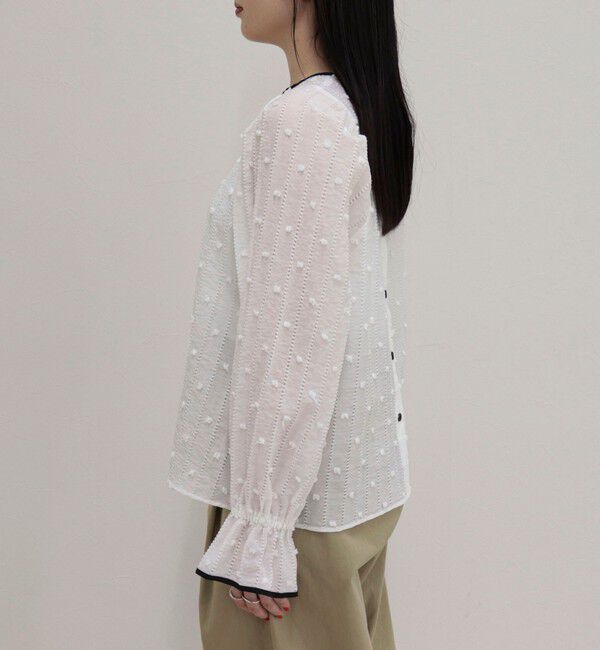 fredy emue「【大人気シリーズの最新作】バック釦配色ギャザーブラウス」|シャツ・ブラウス|