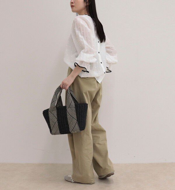 fredy emue「【大人気シリーズの最新作】バック釦配色ギャザーブラウス」|シャツ・ブラウス|