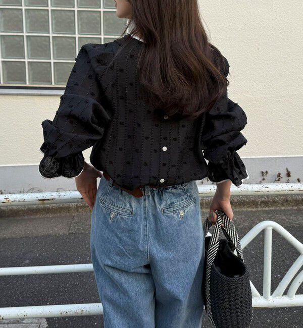 fredy emue「【大人気シリーズの最新作】バック釦配色ギャザーブラウス」|シャツ・ブラウス|