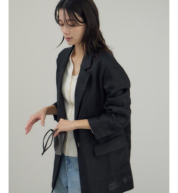 SALON adam et rope'「リネンドンゴロスジャケット/セットアップ対応」|テーラードジャケット|