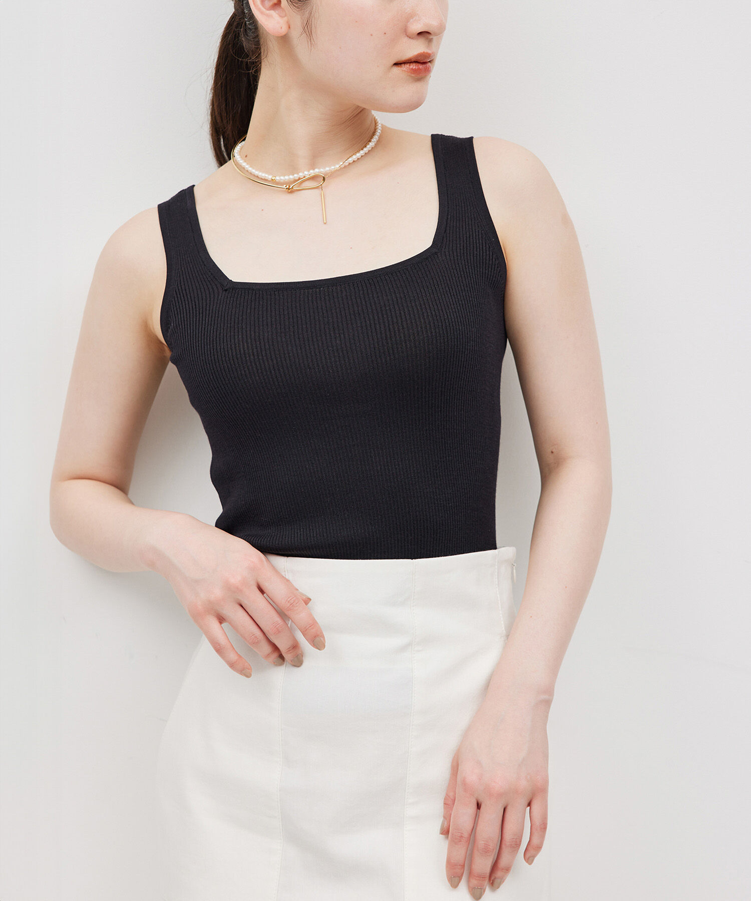 ROPE「【スキンニット】シルク100％タンクトップ/洗える」|タンクトップ|