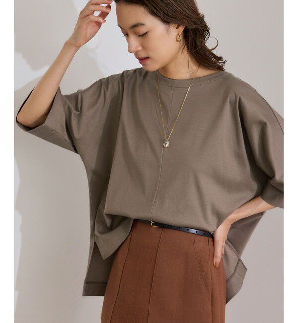 ROPE「【洗える・ナノシア加工】スムース半袖 Aラインカットソー」|Tシャツ・カットソー|