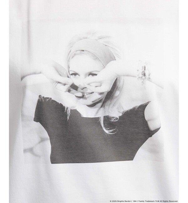 ROPE「【Brigitte Bardot&times;ROPE'・コラボ】プリントアームレットT-shirt【洗える・洗濯耐久性・接触冷感】」|Tシャツ・カットソー|