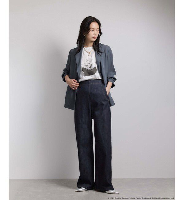 ROPE「【Brigitte Bardot&times;ROPE'・コラボ】プリントアームレットT-shirt【洗える・洗濯耐久性・接触冷感】」|Tシャツ・カットソー|