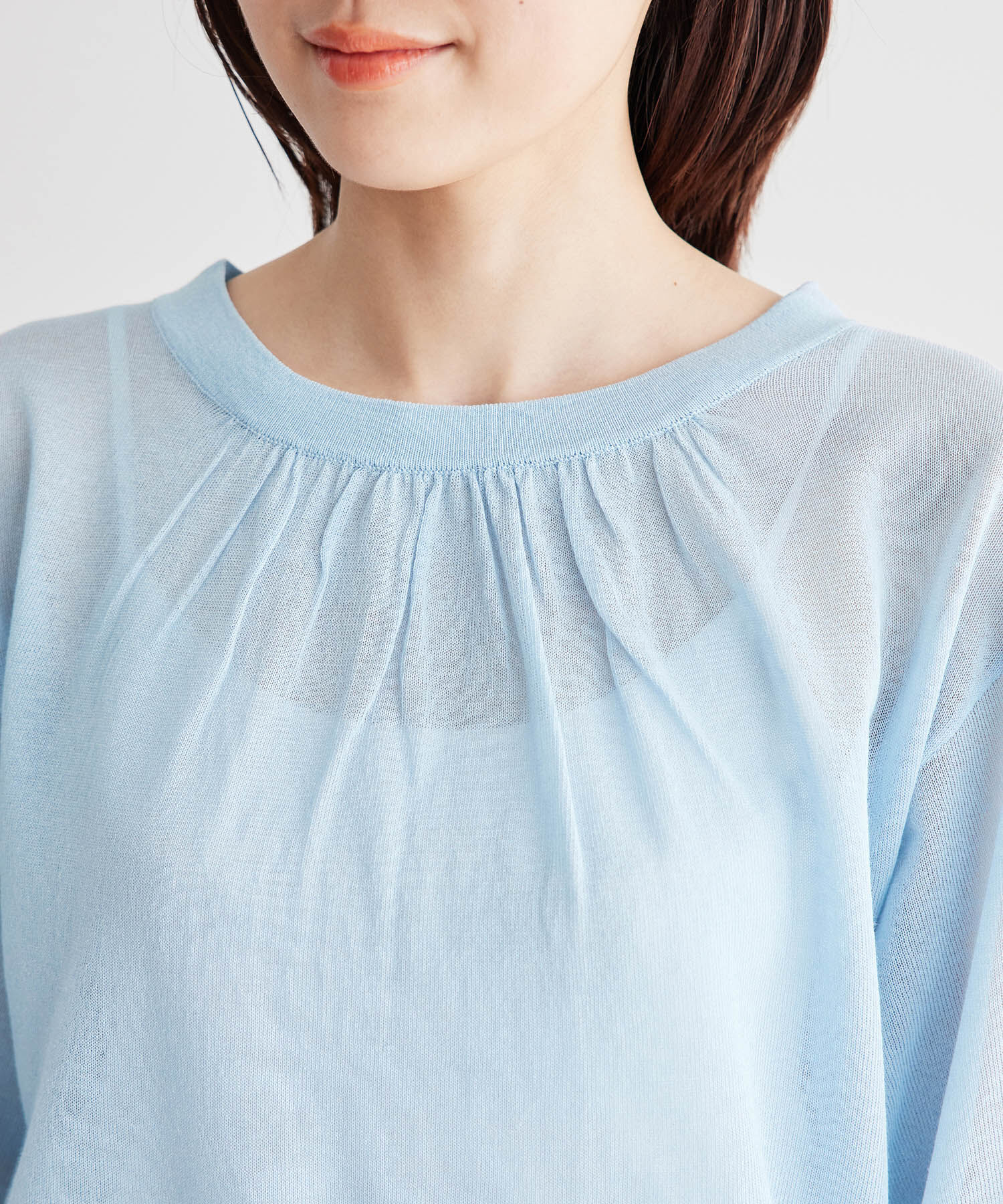 Rope&rsquo;Picnic「襟ギャザーシアーニットプルオーバー」|ニット・セーター|