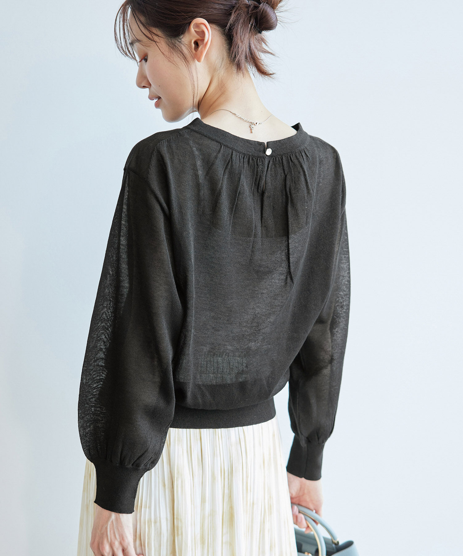 Rope&rsquo;Picnic「襟ギャザーシアーニットプルオーバー」|ニット・セーター|