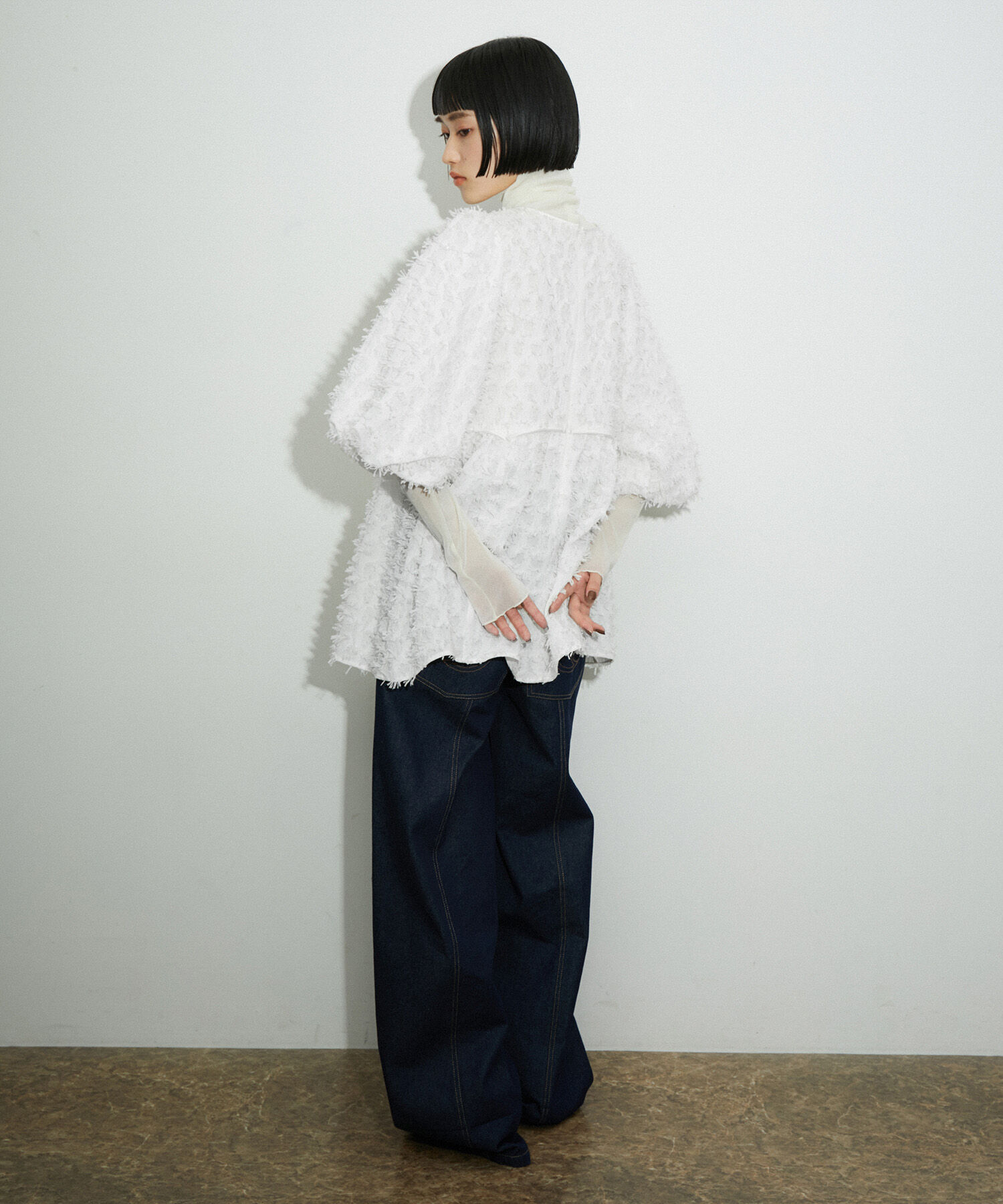 ADAM ET ROPE'「ジャガードペプラムブラウス」|シャツ・ブラウス|