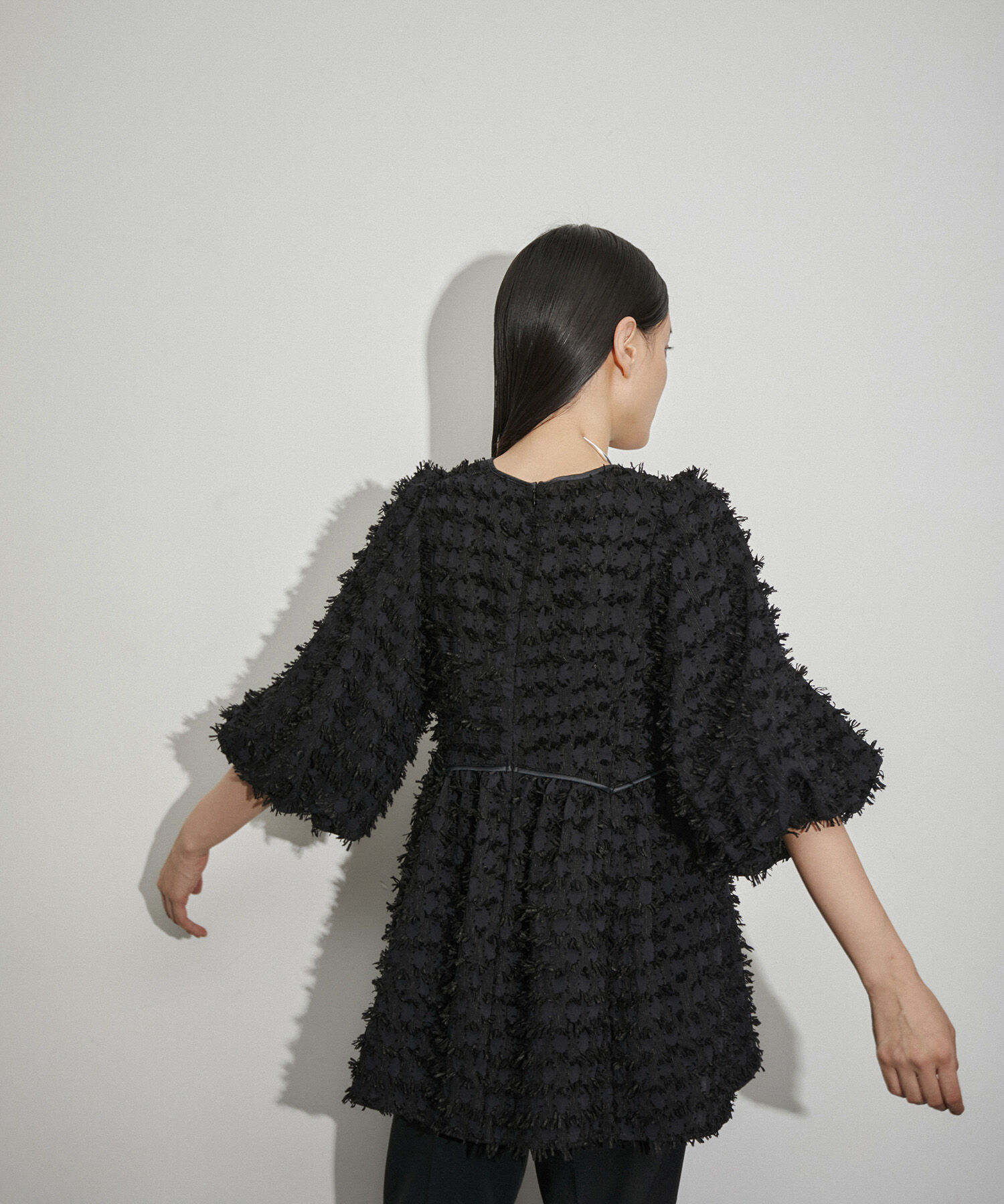 ADAM ET ROPE'「ジャガードペプラムブラウス」|シャツ・ブラウス|