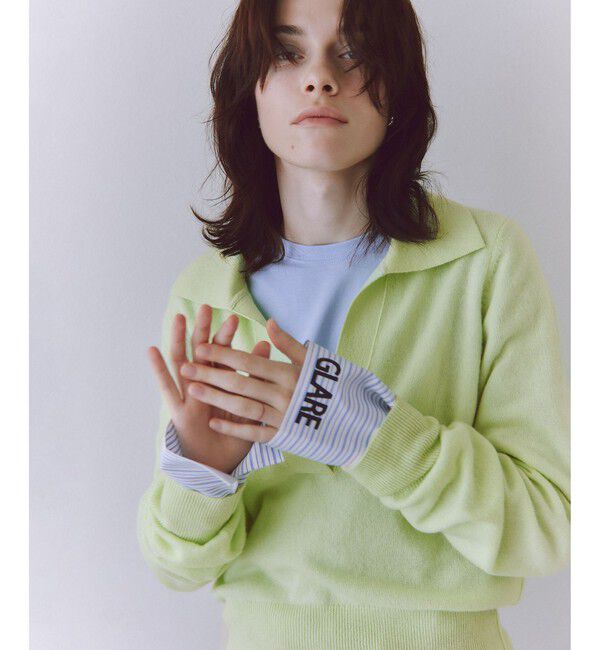 ADAM ET ROPE'「カシミヤポロニット」|ニット・セーター|ライトグリン(33)