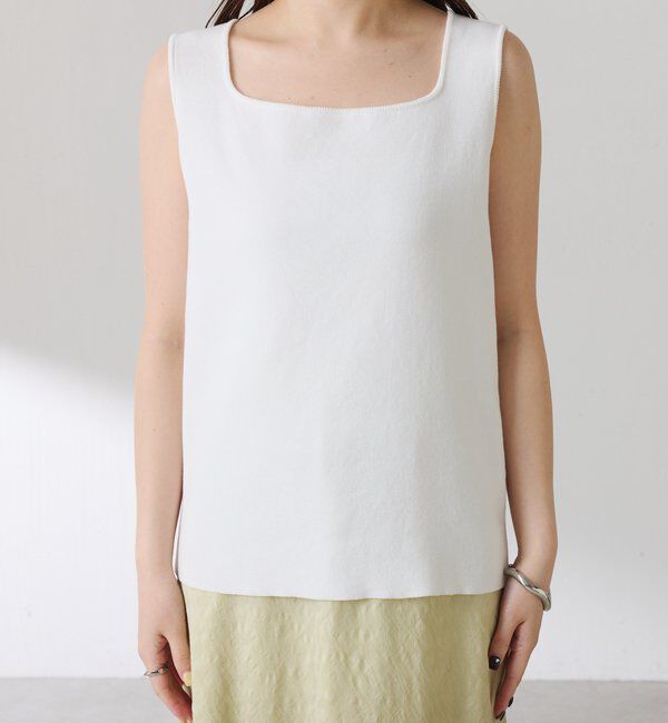  「ドライコットンノースリーブニット」|ニット・セーター|