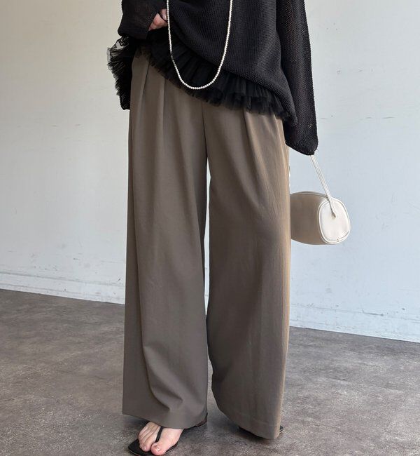  「透けないタックパンツ」|チノ|カーキ