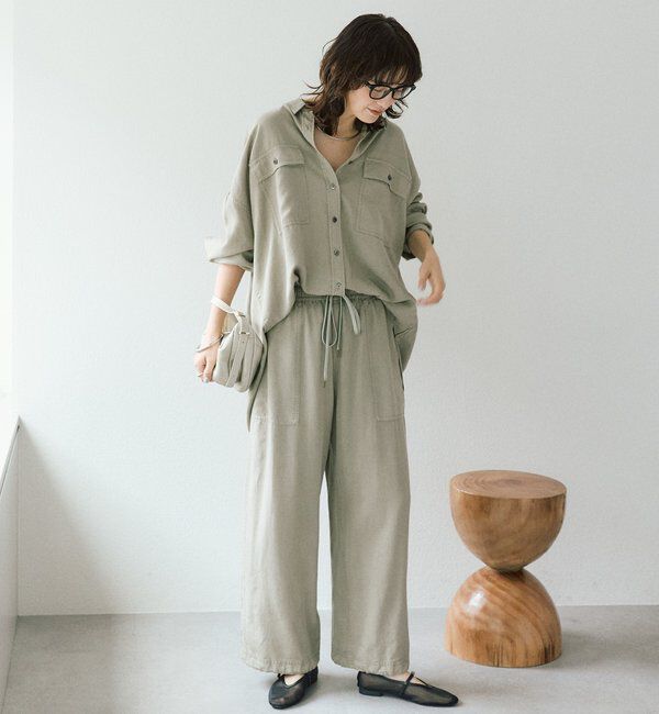  「【セットアップ可/こなれ感抜群】ガーメントダイ2wayワイドパンツ」|チノ|