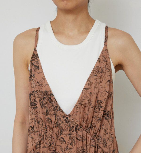  「ボタニカルサテンディープVキャミワンピース」|ワンピース|