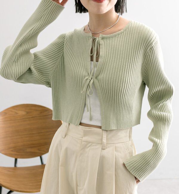  「【5色展開】ラメリボンカーディガン」|カーディガン|