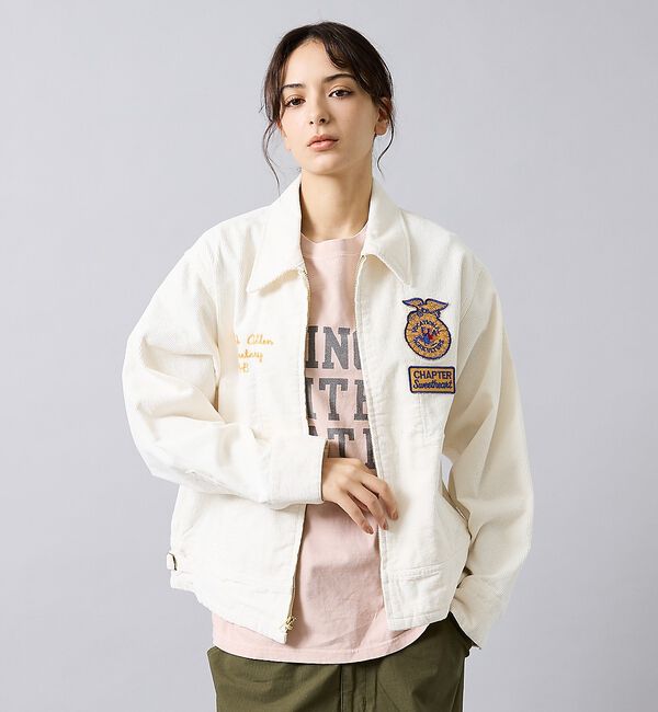 ABAHOUSE「【THRIFTY LOOK スリフティルック】 FFA JACKET/ファーマー」|ブルゾン・スタジャン|ホワイト