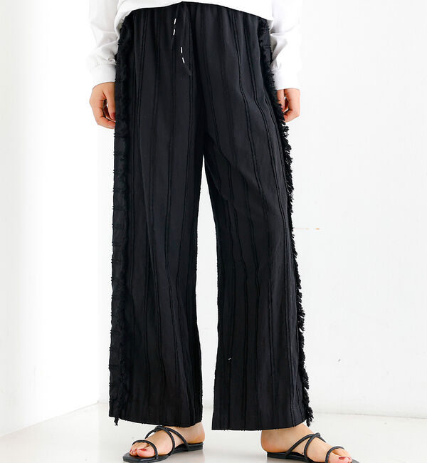 Rouge vif「【Le Melange/ル・メランジュ】カットドビー イージーパンツ / フリン」|その他|ブラック