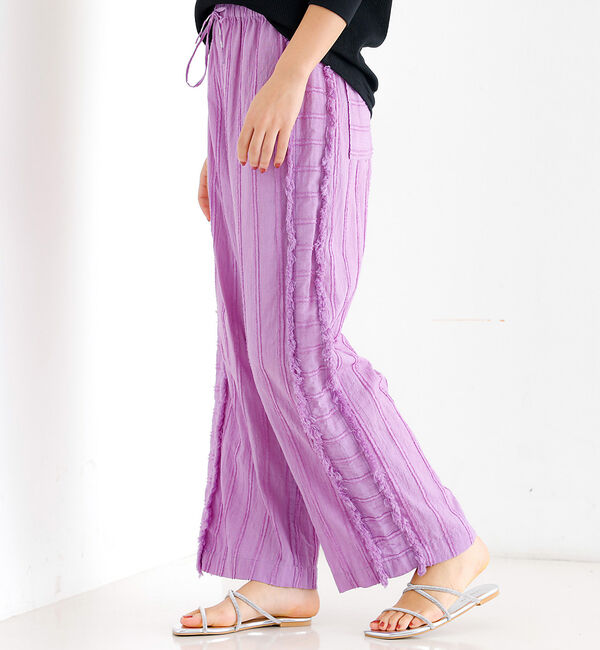 Rouge vif「【Le Melange/ル・メランジュ】カットドビー イージーパンツ / フリン」|その他|パープル