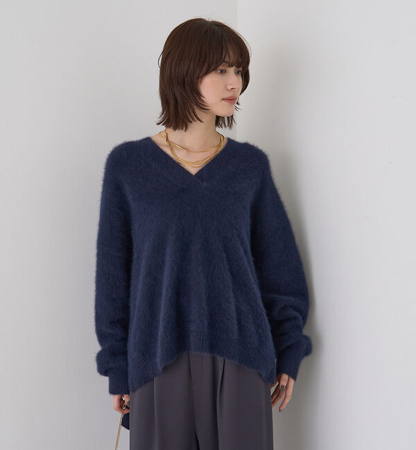 Rouge vif「フォックスウールVネックスリットニットプルオーバー」|ニット・セーター|