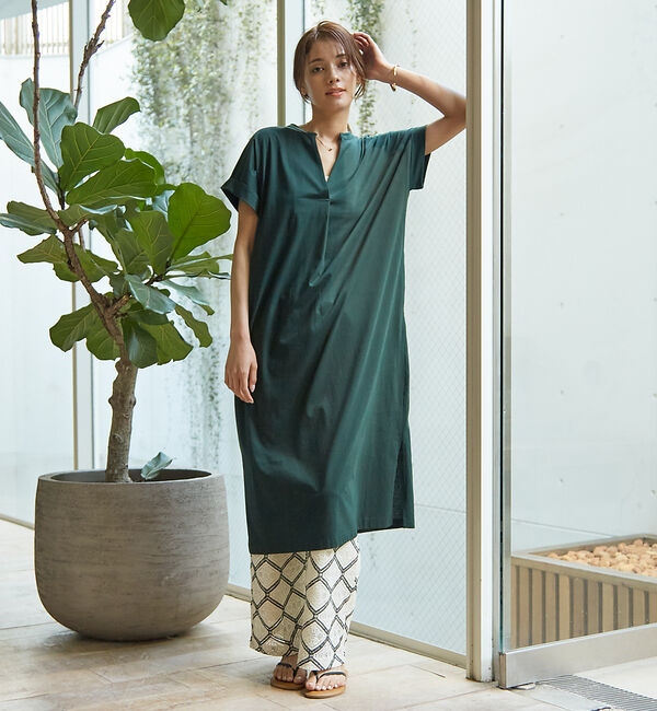 abahouse mavie「【大人のいちまんワンピ】シルケット天竺スキッパーワンピース」|ワンピース|