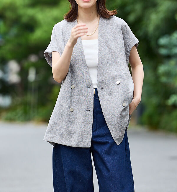 abahouse mavie「【セットアップ対応】ライトツィードフレンチジャケット」|ベスト・ジレ|