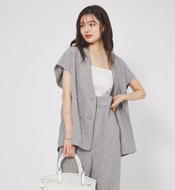 abahouse mavie「【セットアップ対応】ライトツィードフレンチジャケット」|ベスト・ジレ|