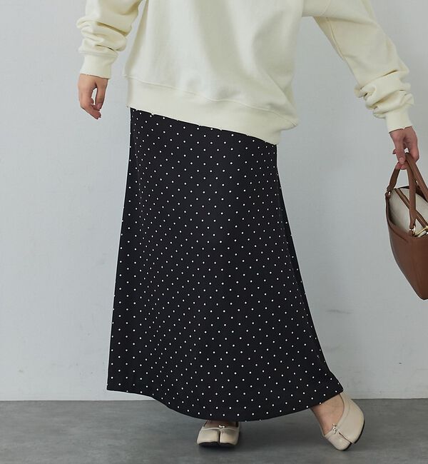 abahouse mavie「ドットマーメイドスカート」|スカート|ブラック