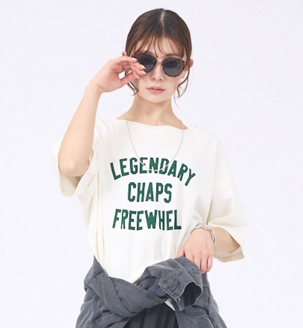 abahouse mavie「【2WAY】ピグメントオフショルダーロゴTシャツ」|Tシャツ・カットソー|