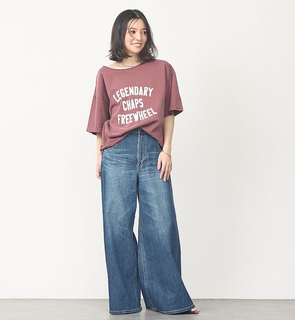 abahouse mavie「【2WAY】ピグメントオフショルダーロゴTシャツ」|Tシャツ・カットソー|