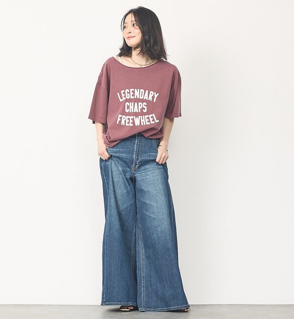 abahouse mavie「【2WAY】ピグメントオフショルダーロゴTシャツ」|Tシャツ・カットソー|