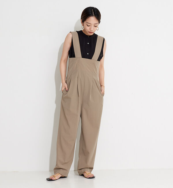 NOMINE「タックテーパードサロペットオールインワン」|オールインワン|グレージュ