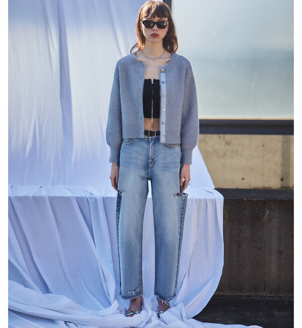 Soffitto「前後2WAYフィルムラメニット」|カーディガン|