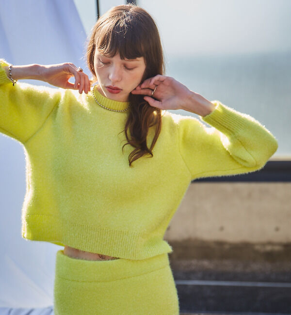 Soffitto「前後2WAYフィルムラメニット」|カーディガン|グリーン系その他