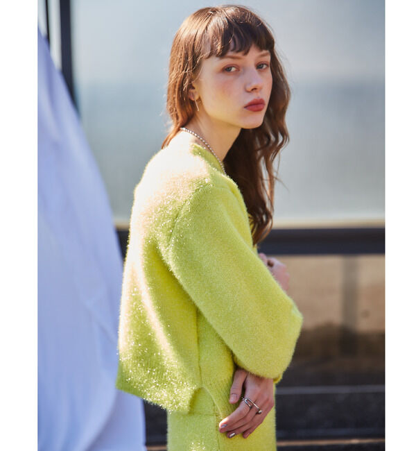 Soffitto「前後2WAYフィルムラメニット」|カーディガン|