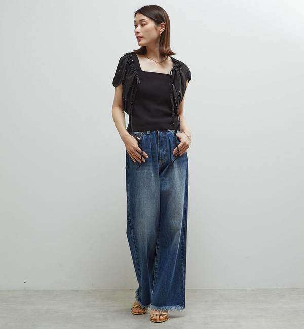 Soffitto「インド綿ドット刺繍ギャザーボレロブラウス」|カーディガン|