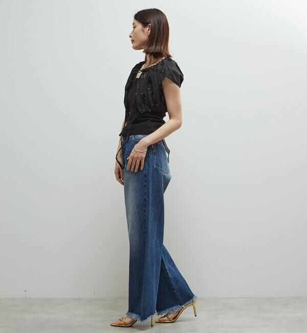 Soffitto「インド綿ドット刺繍ギャザーボレロブラウス」|カーディガン|