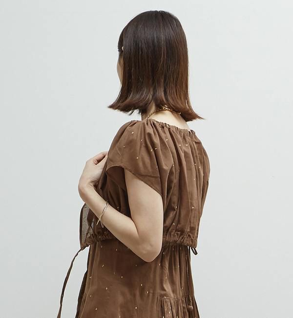 Soffitto「インド綿ドット刺繍ギャザーボレロブラウス」|カーディガン|