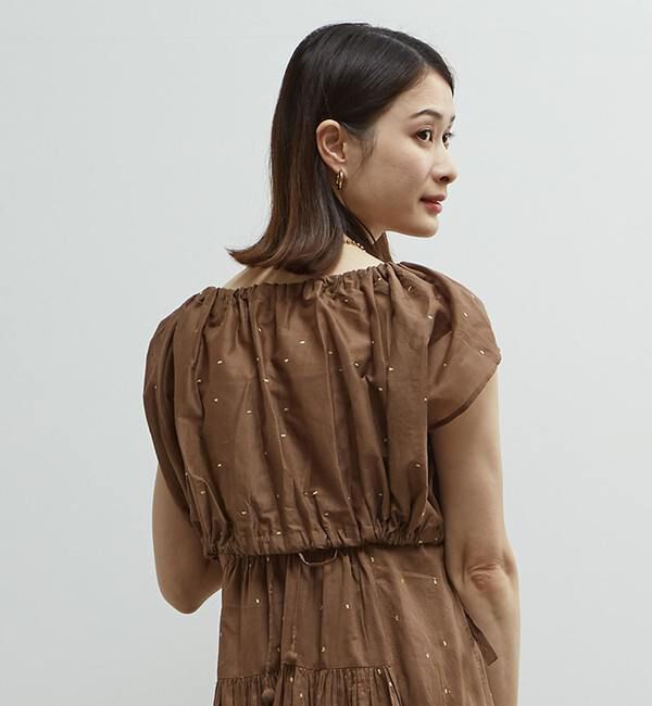 Soffitto「インド綿ドット刺繍ギャザーボレロブラウス」|カーディガン|